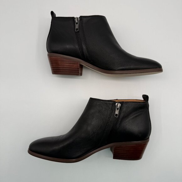 J.Crew Factory Women’s 8.5 Sawyer Black Leather Ankle Boots Stacked Heel NWOB - Picture 3 of 12